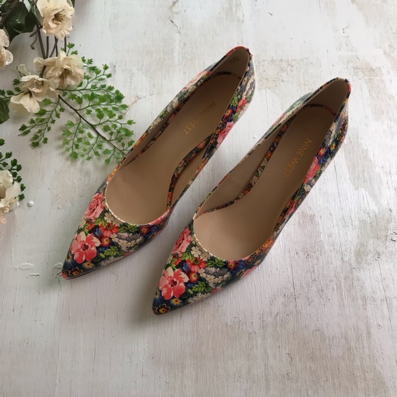 Nine West Shoes - Nine West Margot Dark Pink Multicolor Floral